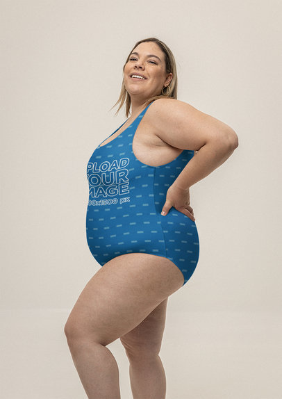 Swimsuit Mockup of a Confident Woman Posing With a Happy Look in a Studio