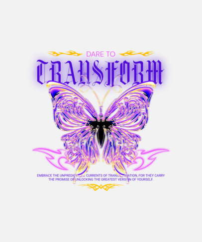 T-Shirt Design Template Featuring a Tattoo-Style Butterfly Graphic