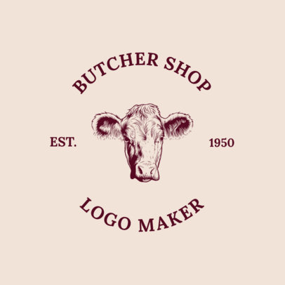 Online Logo Maker for a Butcher Shop with Cow Illustration