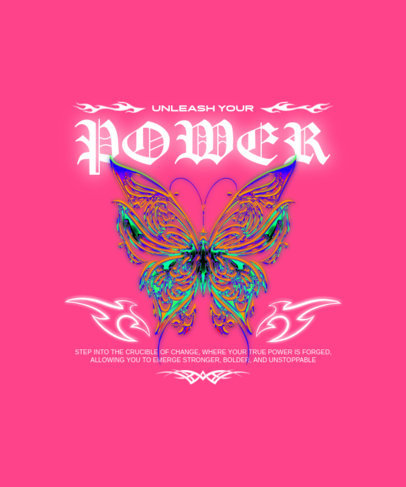 T-Shirt Design Creator Featuring a Colorful Butterfly with a Y2K Aesthetic