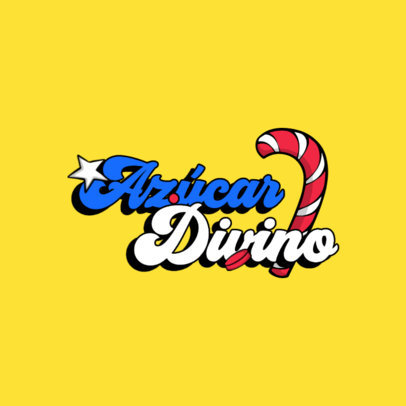 Candy Shop Logo Template Featuring a Caramel Cane Graphic