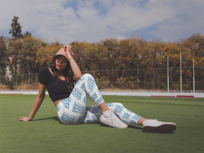 Leggings Mockup of a Pretty Woman Posing on a Golf Course a19052