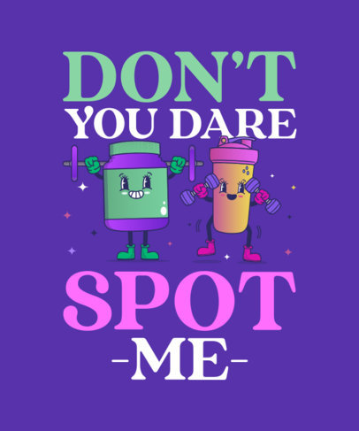 T-Shirt Design Template with Two Cartoonish Characters for Gym Partners