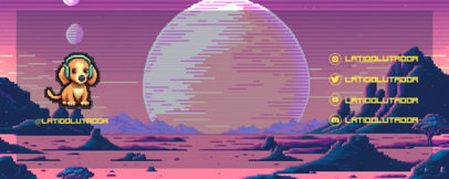 Twitch Profile Banner Template Featuring a Pup Illustration and an 8-Bit Style