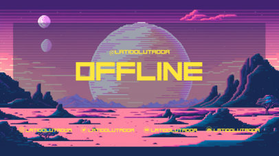 Twitch Offline Banner Template for Gamers Featuring an 8-Bit Theme