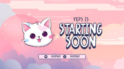 Girly Twitch Screen Template With a Cute Feline Illustration