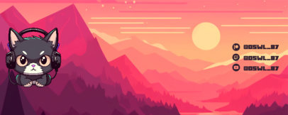 Twitch Profile Banner Creator With a Sunset-Themed Background and An Angry Cat