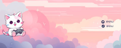 Girly Profile Banner Template Featuring an Illustrated Cute Kitty
