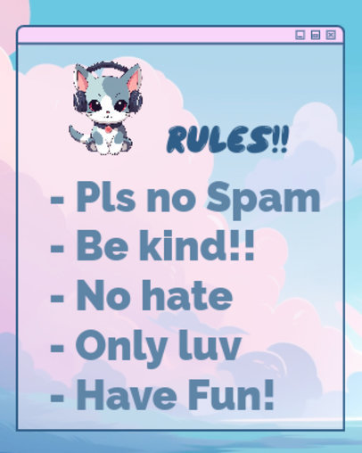 Kitty-Themed Twitch Info Panel Generator Featuring Gaming Rules
