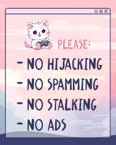 Girly Twitch Info Panel Template Featuring Rules and a Cute Cat