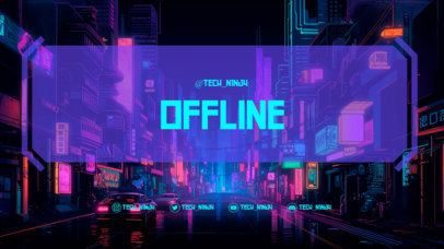 Twitch Screen Template with an AI-Generated Background Inspired by Cyberpunk