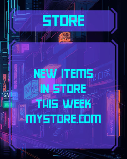 Twitch Info Panel Template for a Store Section Featuring a Cyberpunk-Inspired Background