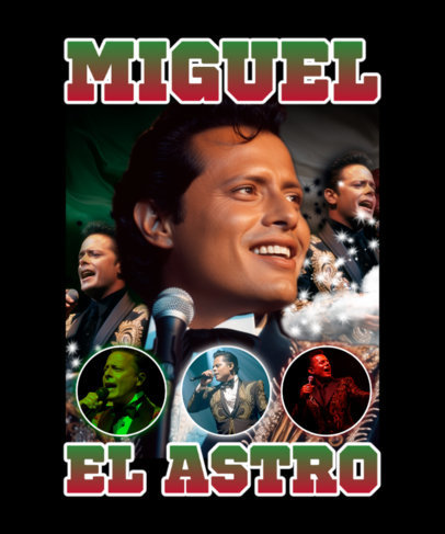 T-Shirt Design Maker Featuring an AI-Themed Graphic Inspired by Luis Miguel