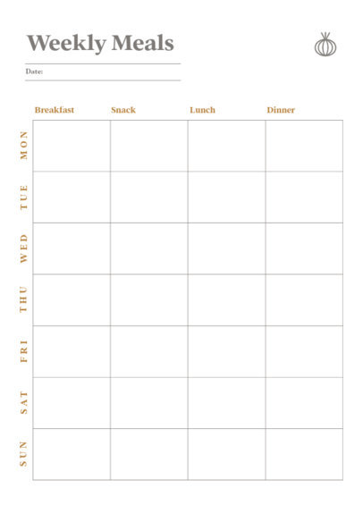 Weekly Planner Design Maker for Meals Featuring an Onion Icon 6447 el1