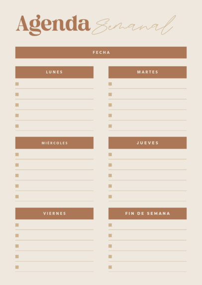 Modern Planner Design Generator Featuring a Weekly Agenda 6437a-el1