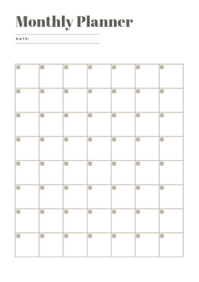 Monthly Planner Design Template with a Simple Layout