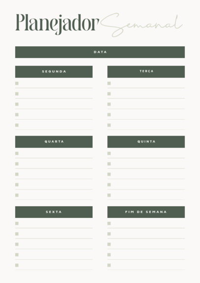 Minimalist Planner Design Creator for Weekly Activities 6437b-el1