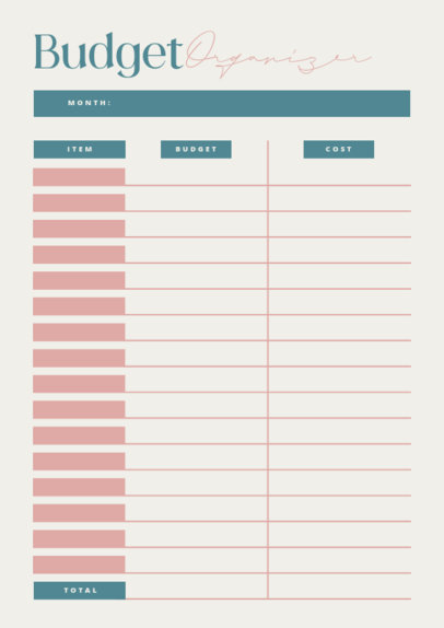 Colorful Planner Design Template for a Budget Organizer 6440c-el1
