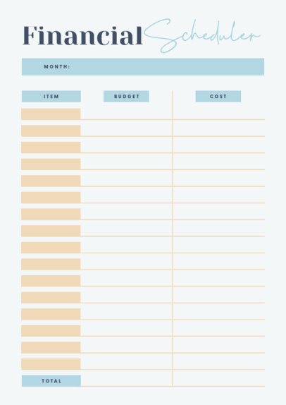 Planner Design Maker for a Financial Scheduler 6440d-el1
