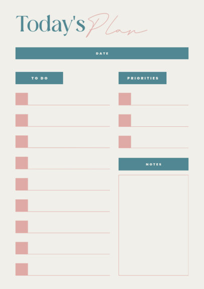 Colorful Planner Design Template for Priorities and Daily Activities 6436c-el1