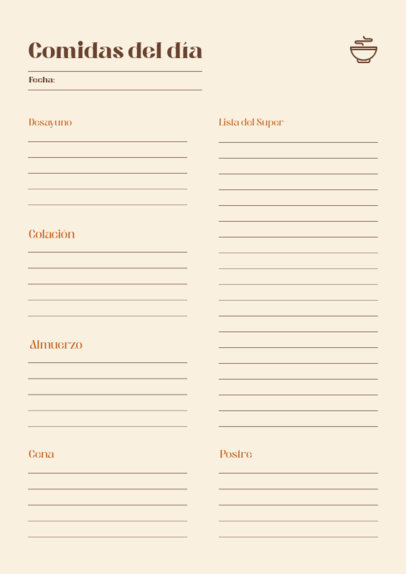 Minimalist Planner Design Generator for Daily Meals 6446a-el1