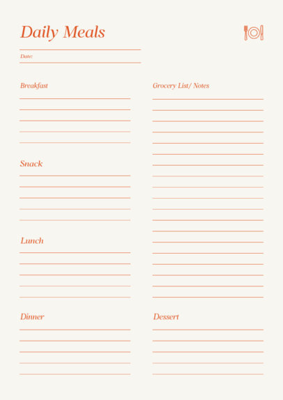 Online Planner Design Template for Meals 6446c-el1