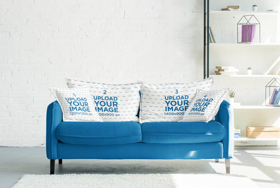 Mockup of Four Different-Sized Pillows Placed on a Sofa m31007 r-el2