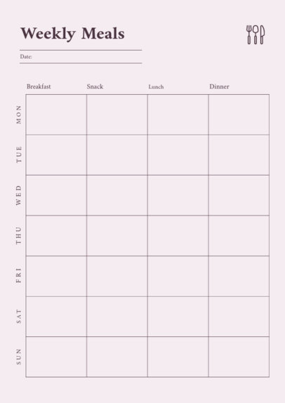 Planner Design Generator for Weekly Meals Featuring Cutlery Icons 6447e-el1
