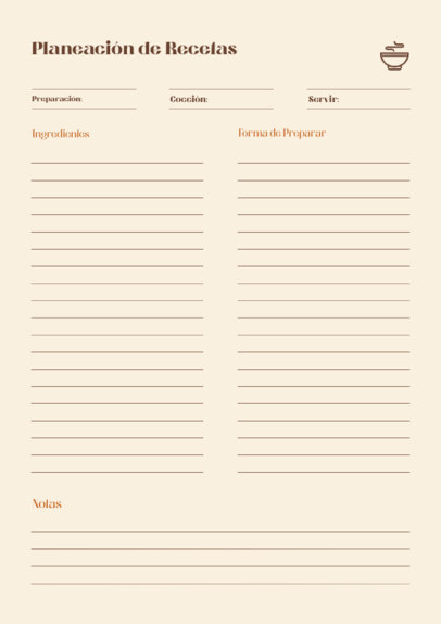 Minimalist Planner Design Generator for a Recipes Plan 6450a-el1