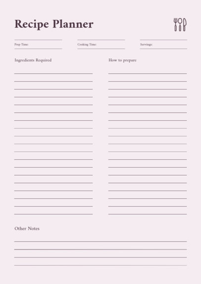 Planner Design Generator for Recipes Featuring a Minimalist Aesthetic 6450e-el1