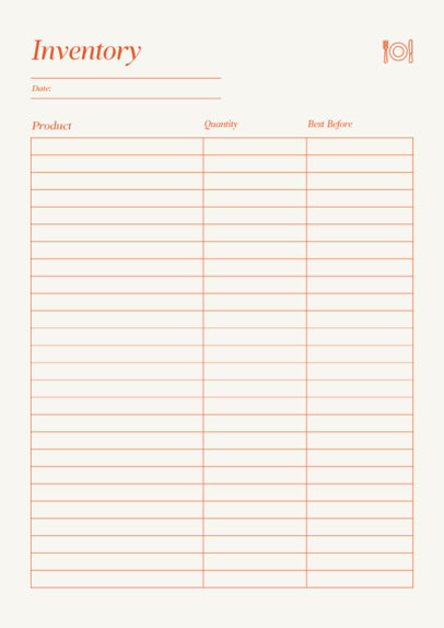 Online Planner Design Template Featuring a Chart for Food Inventory 6449c-el1