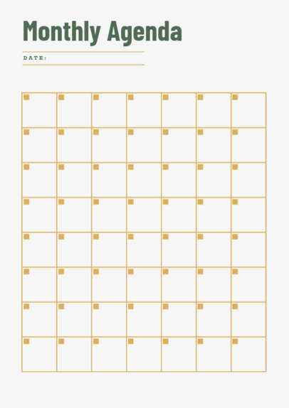Planner Design Template for a Monthly Agenda