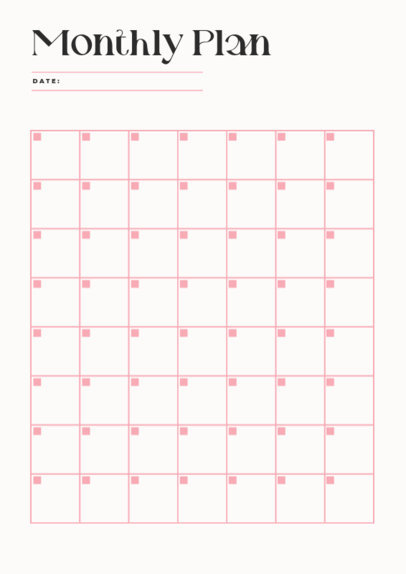 Planner Design Generator for a Monthly Schedule