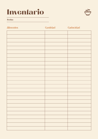 Minimalist Planner Design Generator Featuring a Food Inventory  6449a-el1