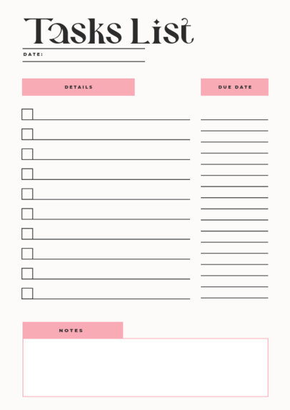 Planner Design Creator Featuring a List of Tasks 6444a-el1