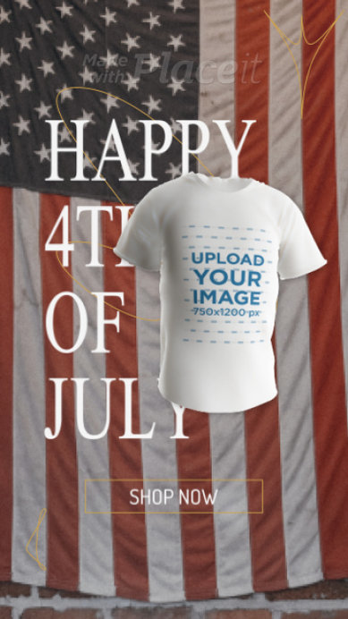 Round-Neck T-Shirt Video Featuring a 4th of July-Themed Promo