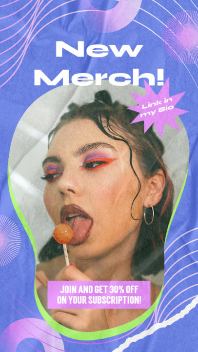 Instagram Story Creator to Promote New Merch and a Member's Discount 
