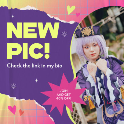 Instagram Post Generator for an OnlyFans Channel Featuring Heart Graphics