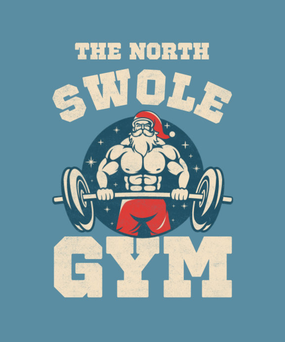 Placeit - T-Shirt Design Maker Featuring a Muscular Santa Claus Lifting ...