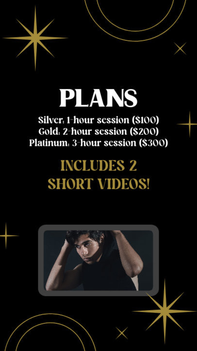 Instagram Story Generator Featuring Simple Graphics with Photography Plans Info