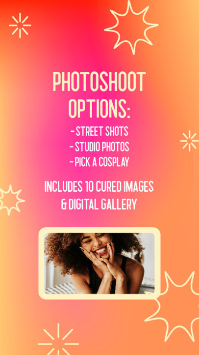 Instagram Story Maker with a Gradient Background Promoting Photoshoot Options 5753a