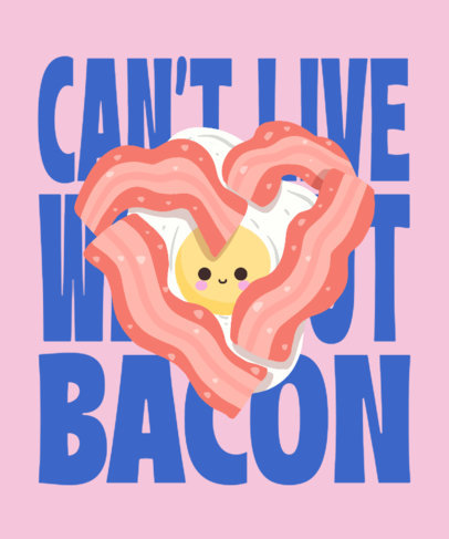 Food T-Shirt Design Maker Featuring a Cartoonish Egg With Bacon