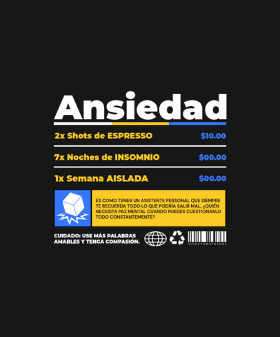 Funny T-Shirt Design Creator with a Costs Chart for Anxious People