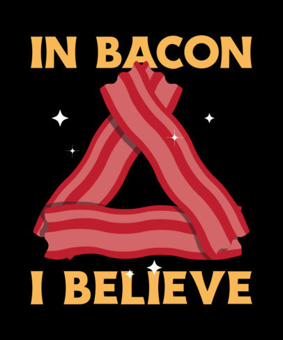 Illustrated T-Shirt Design Template Featuring a Bacon Theme