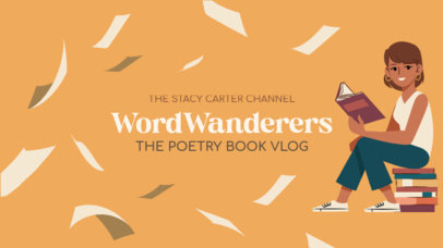 YouTube Banner Maker for Poetry Booktubers Featuring an Illustrated Reader 5769