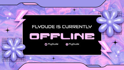Twitch Offline Banner Maker Featuring a Y2K-Themed Layout With Floral Graphics