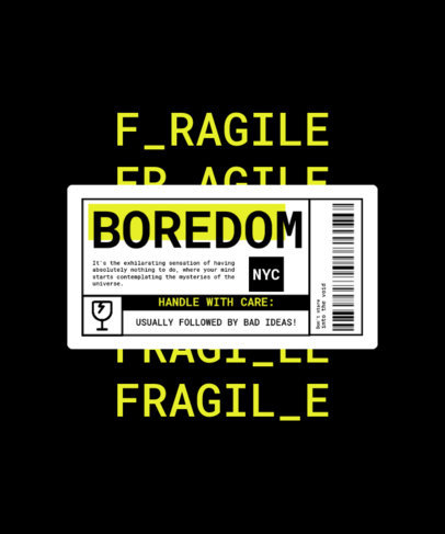 T-Shirt Design Template Featuring Delivery-Style Labels with Quotes