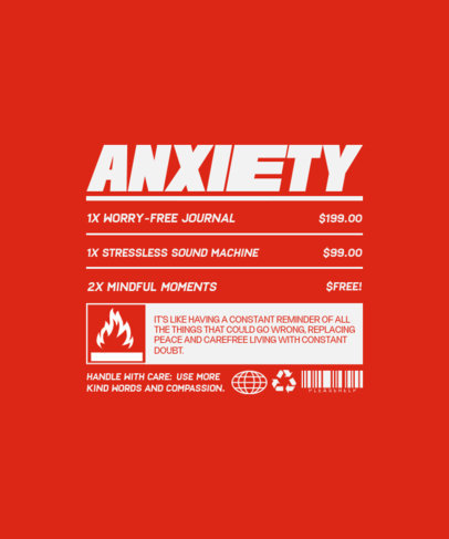 T-Shirt Design Creator with a Funny Chart About Anxiety