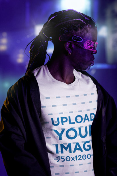 Bella Canvas T-Shirt Mockup of a Man in a Futuristic-Themed Setting