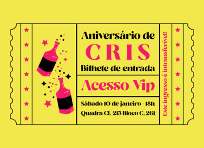 Birthday Party Invitation Design Generator Featuring a Ticket Illustration